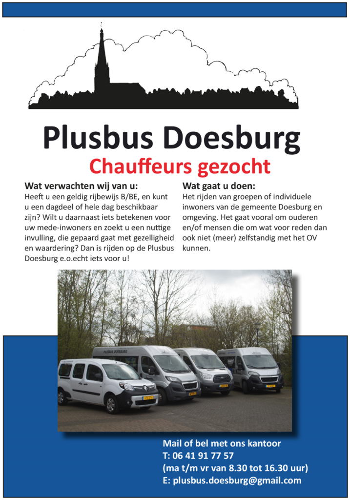 Plusbus Doesburg zoekt chauffeurs